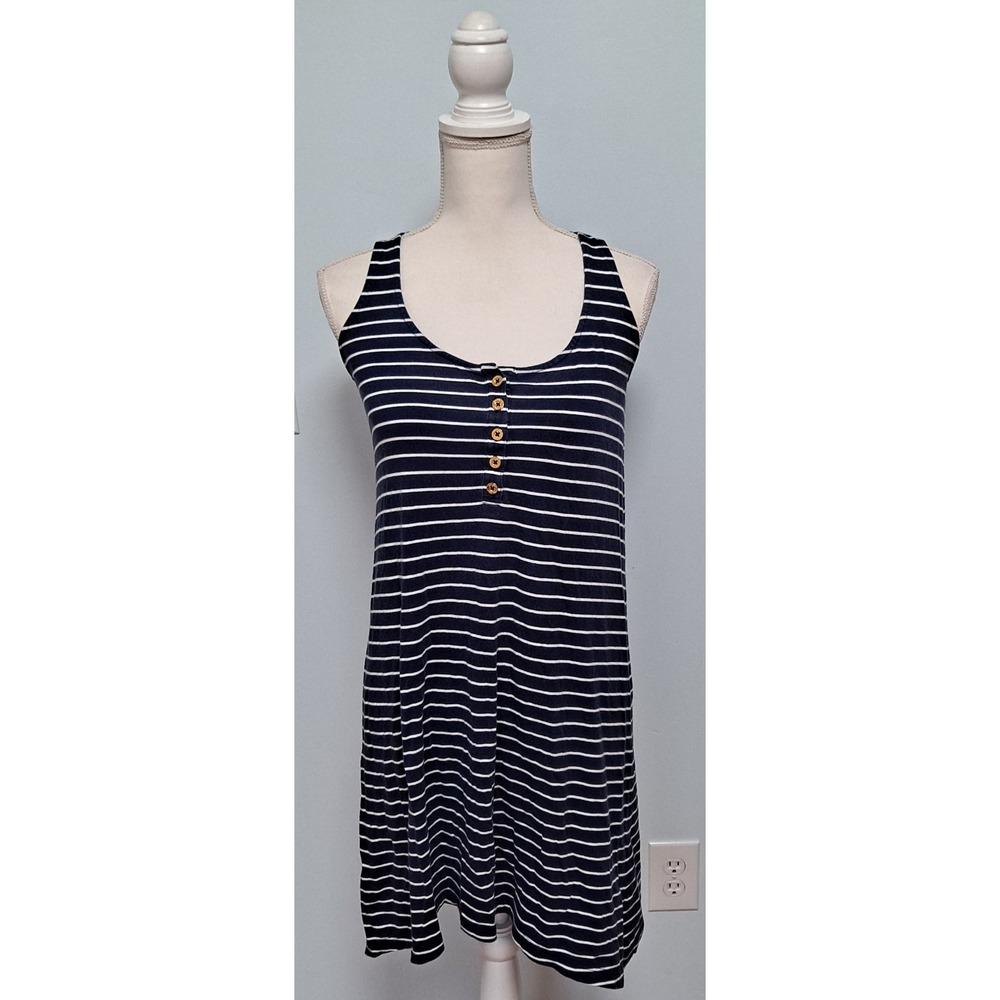 LILLY PULITZER Navy Stripe Jennalyn Pima Cotton Asymetrical Tee Dress Size XXS